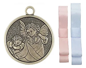 Medalhão Anjo Da Guarda Para Berço Metal Ouro Velho