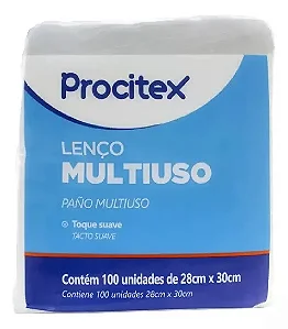 LENÇO PARA BANHO MULTIUSO 28X30CM C/100UN - PROCITEX