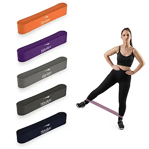 MINI BAND FAIXA ELÁSTICA PARA EXERCÍCIOS KIT 5 PEÇAS - HIDROLIGHT