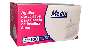AGULHA PARA CANETA DE INSULINA 0,23 X 4MM (32G X 5/32") - CAIXA COM 100 UNIDADES - MEDIX