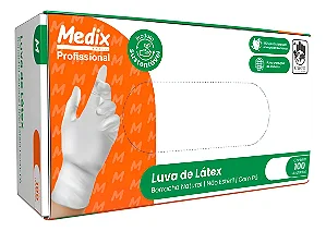 LUVA DE LÁTEX COM PÓ USO GERAL - CAIXA COM 100 UNIDADES - MEDIX