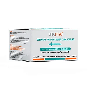 SERINGA PARA INSULINA COM AGULHA 1ML 6MM X 0,25MM (15/64" X 31G) - POLYBAG(PACOTE COM 10) - UNIQMED