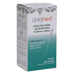 AGULHA PARA ACUPUNTURA 0,25X40MM - CAIXA COM 100 UNIDADES - UNIQMED