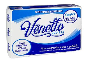 PAPEL TOALHA INTERFOLHAS CONFORT 100% CELULOSE 23X20CM C/1000UN - VÊNETTO