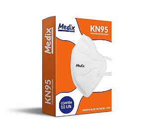 MÁSCARA KN95 4 CAMADAS E CLIP DESCARTÁVEL BRANCA UNITÁRIA - MEDIX