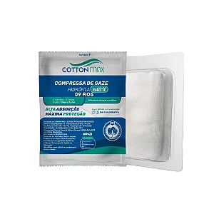 COMPRESSA DE GAZE HIDRÓFILA ESTÉRIL 13 FIOS 7,5CM X 7,5CM PACOTE COM 10 UNIDADES - COTTONMAX