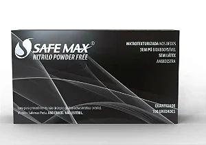 LUVA DE PROCEDIMENTO NITRILICA SEM PÓ PRETA - CAIXA COM 100 UNIDADES - SAFEMAX
