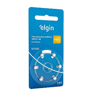 BATERIA PARA APARELHO AUDITIVO 10/230 PR70 1,4V 6UN - ELGIN