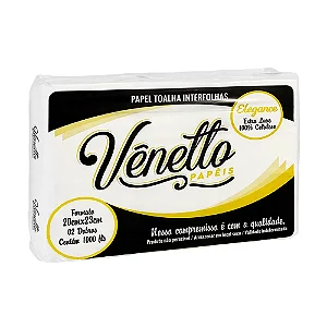 PAPEL TOALHA INTERFOLHAS ELEGANCE 100% CELULOSE 23X20CM COM 1000UN - VÊNETTO
