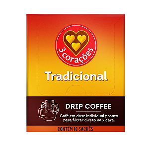 Drip Coffee Café 3 Corações Tradicional Caixa 10 Sachês 10g