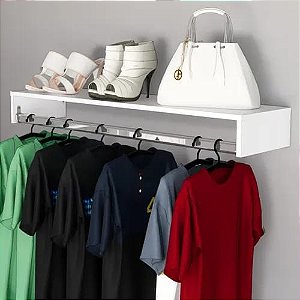 Cabideiro Arara, Prateleira em MDF - 1 Metro