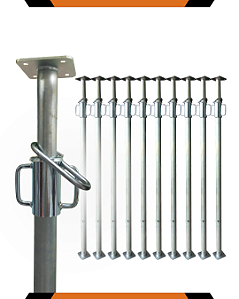 Conjunto 10 un. de Escoras Metálicas Galvanizadas – 1,7 a 3,0 m Ø48/40 mm (1,8 mm)