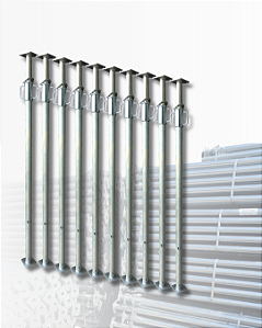 Conjunto 10 un. de Escoras Metálicas Galvanizadas – 1,7 a 3,0 m Ø48/40 mm (1,8 mm)