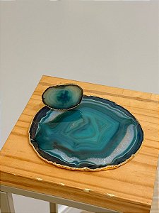 Platter Em Pedra Ágata Natural Com Stopper Para Vinho Verde