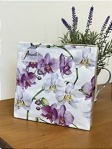 Kit 20 Guardanapos Papel Estampado Orquideas
