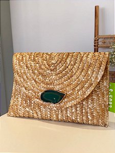 Bolsa Festa Carteira De Mão Clutch Palha Moda Praia Bege