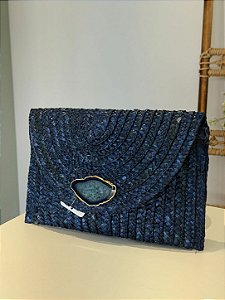 Bolsa Festa Carteira De Mão Clutch Palha Moda Praia Azul