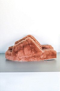 Chinelo Pantufa Feminino Peluciado Caramelo