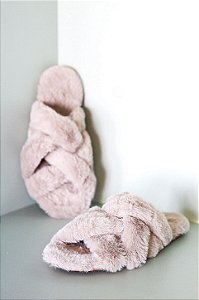 Chinelo Pantufa Feminino Peluciado Cinza