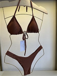 Cortininha 014 com bojo removível solar + calcinha fita 013 o marrom