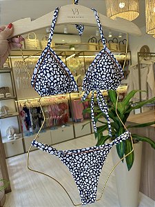 Cortininha com bojo 018 com friso + calcinha regulagem 794 estampa Copacabana