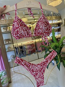 Cortininha com bojo 018 + calcinha asa delta estampa Havana