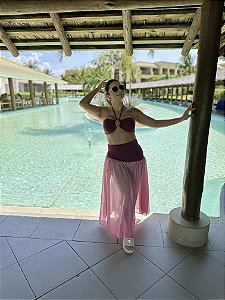 Saia Capadócia bordo e rosa