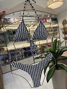 Cortininha com bojo removível 014 + calcinha fita 013 malte preto