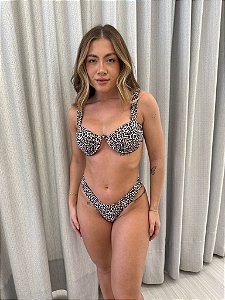 Top aro inteiro oncinha com fru-fru alça + calcinha asadelta