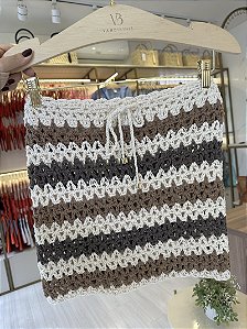 Saia tres cores off white, marrom, nude