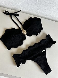 Top tomara nuvem + calcinha nuvem vórtex preto com acessório