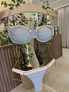 Top meia taca com frufru Cancún + calcinha regulagem 794