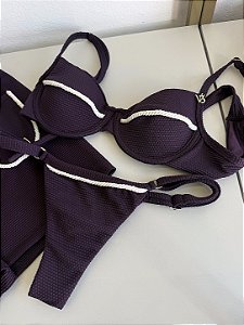 Top meia taca Allure Vinho + calcinha regulagem 794
