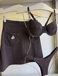 Top 093 aro búzios alça + calcinha asa búzios marrom
