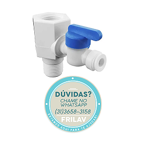 Válvula de Conexão registro  Original Whirlpool W10727681 - 1/2" x 1/2" x 1/4" Engate Rápido - Para Geladeira e Purificador