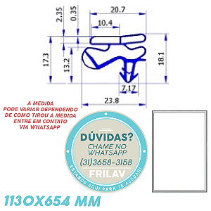 Gaxeta de Vedação Inferior (Porta) 1130x654 mm - Bosch Continental KSU43, KSU44, KSU46 - Código 634580004-17