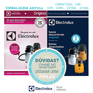 Saco Descartável Original Electrolux (Antigo Rosa) - Para Aspiradores A20, A20S, GT3000 - Código 41044029 - Kit com 3 Unidades
