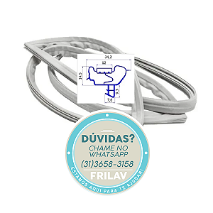 Gaxeta Borracha de Porta Brastemp 110,5x56cm - Compatível com W10268571 - Modelos BRD36, BRM33/34/35