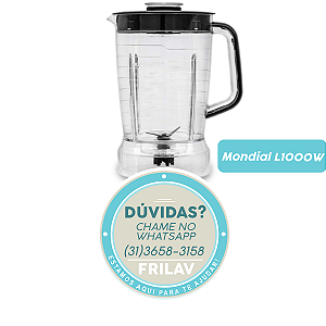 Copo / Jarra de Liquidificador Mondial L1000W - Cristal - Compatível Micromax MM1775 - Peça de Reposição