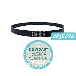 Correia Poly V 6PJE696 Multi V - Para Lavadoras Newmaq New Up 10Kg e 12Kg - Cód. WC693 - 6 Nervuras
