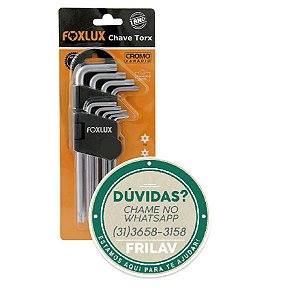 Jogo de Chave Torx Cromo Vanádio com 9 Peças T10 a T50 Foxlux - 55551