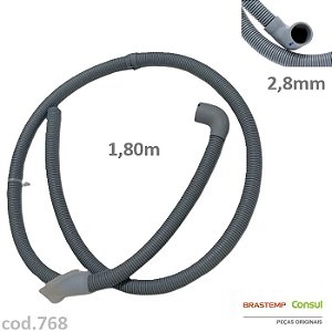 Mangueira de Saída Curva Original para Lavadora Brastemp, Consul e Electrolux – 1,80m