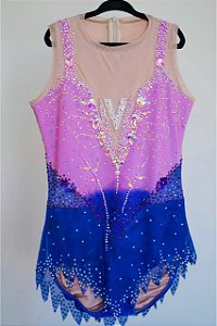 Collant Lilás e Azul Degradê com Cristais Elementar – Ginástica Rítmica | Lieko Ateliê