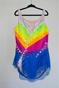 Collant Arco-Íris Infantil com Cristais – Ginástica Rítmica | Lieko Ateliê