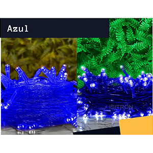 Cordão Fixo 100 Led Azul 10 Metros Aprova D'Agua