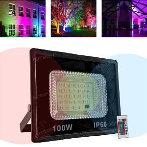 Refletor LED 100W RGB IP66 com Memoria