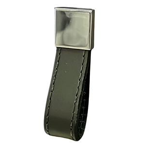 Puxador Para Móvel Ponto Hund Couro Preto com Cromado - Torralba