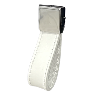 Puxador Para Móvel Ponto Hund Couro Branco com Cromado - Torralba