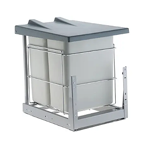 Lixeira Para Cozinha Deslizante Dupla 20L Tampa Articulada Cromada 2072SM - Schmitt