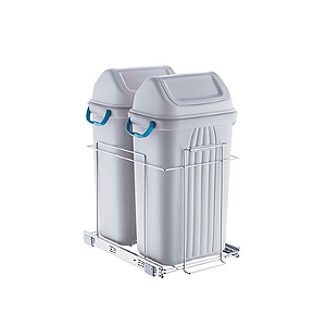 Lixeira Para Cozinha Deslizante Dupla 30L Cromada 2703 - Schmitt
